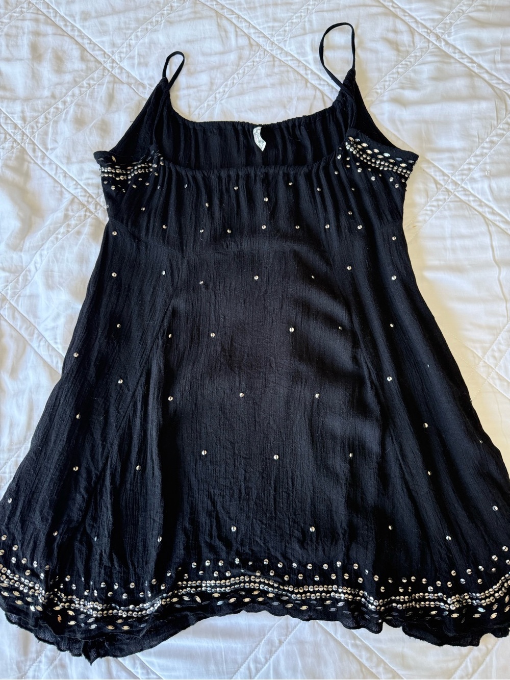Free People Black Beaded Spaghetti Strap Dress